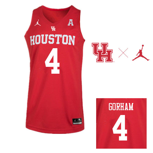 Jordan Brand Men #4 Justin Gorham Houston Cougars College Basketball Jerseys Sale-Red